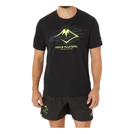 

Футболка ASICS Fujitrail Running T-Shirt 'Black Green', черный