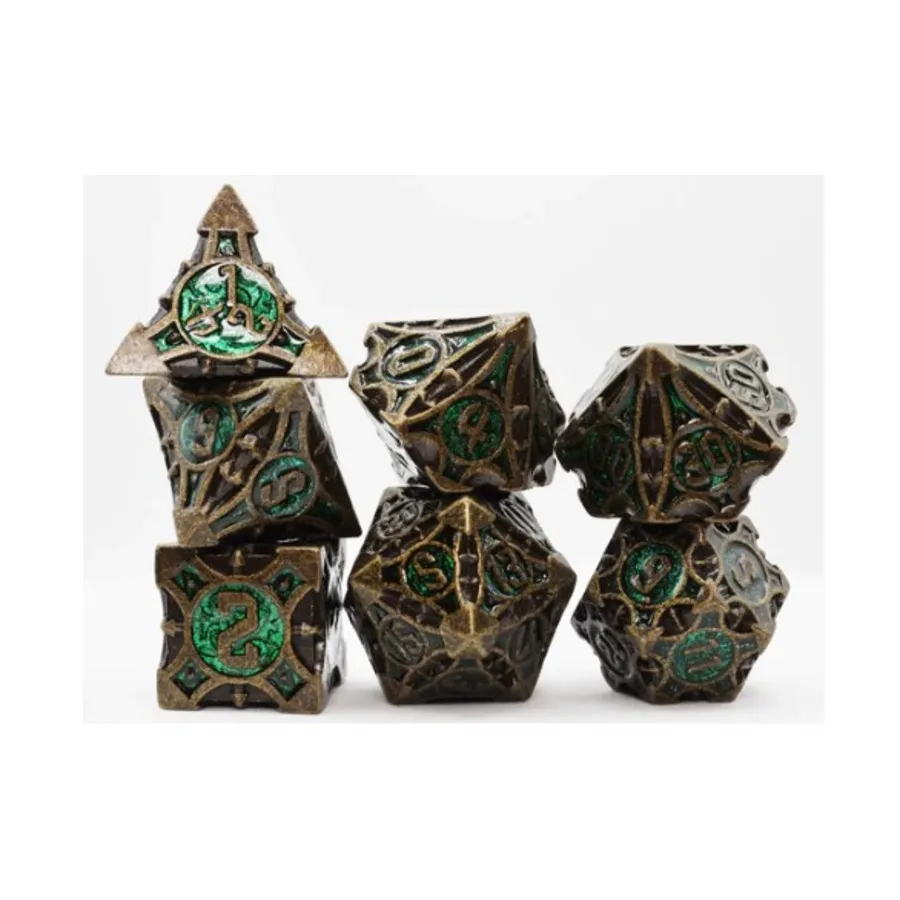 

Полигональный набор стрел — Древний лес (7), Dice Sets - Metal (Foam Brain Games)