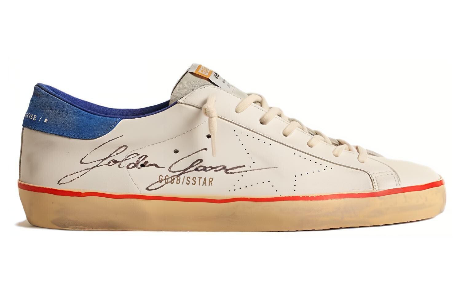 Кроссовки Golden Goose Super-Star Skateboarding Shoes Men Low-top White, белый/синий — фото 2