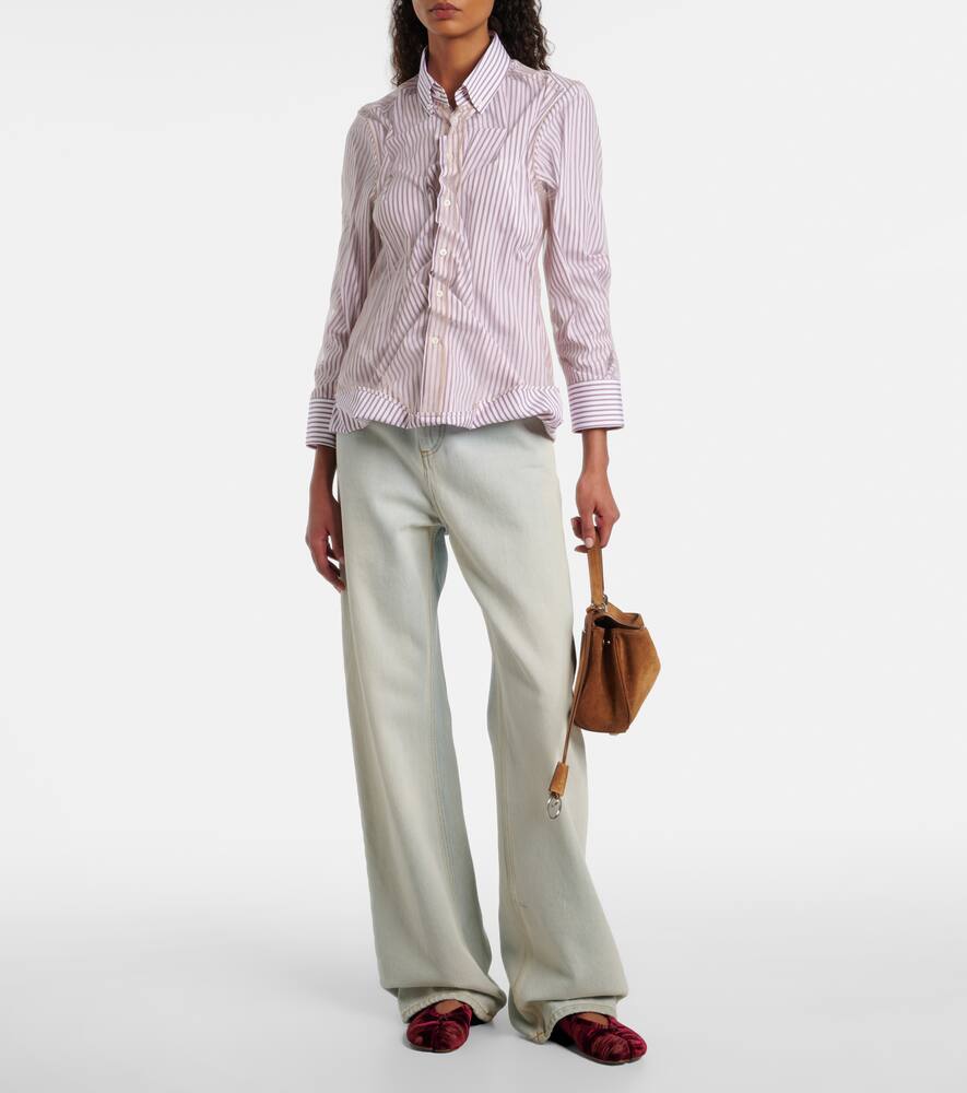 Рубашка из хлопкового поплина с защипами и в полоску Maison Margiela, Light Blue Stripe — фото 2