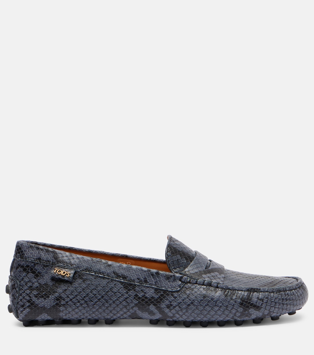 Туфли Gommino из кожи с эффектом змеиной кожи для вождения Tod's, Folkstone Gray — фото 4