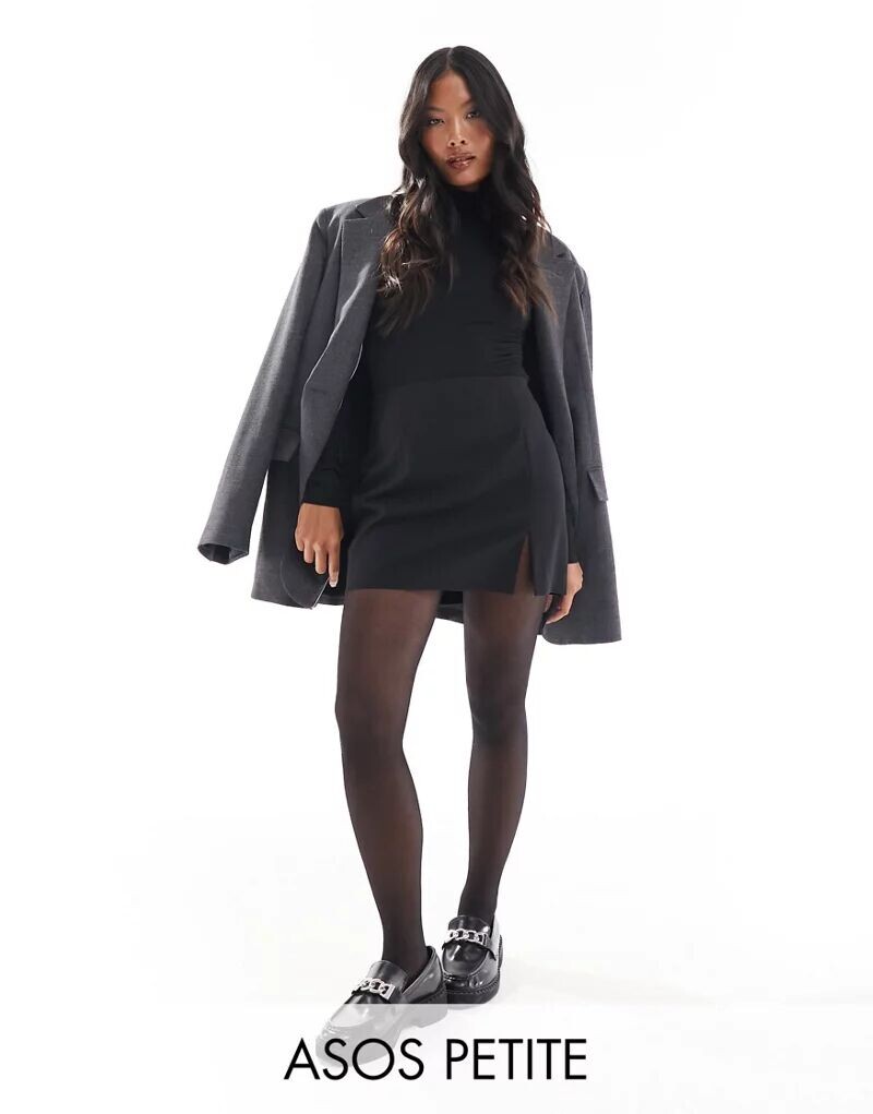 

Черная мини-юбка с разрезом ASOS Petite