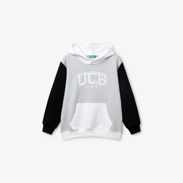 

Хлопковый худи с логотипом и цветными блоками 6-14 лет Benetton, мультиколор