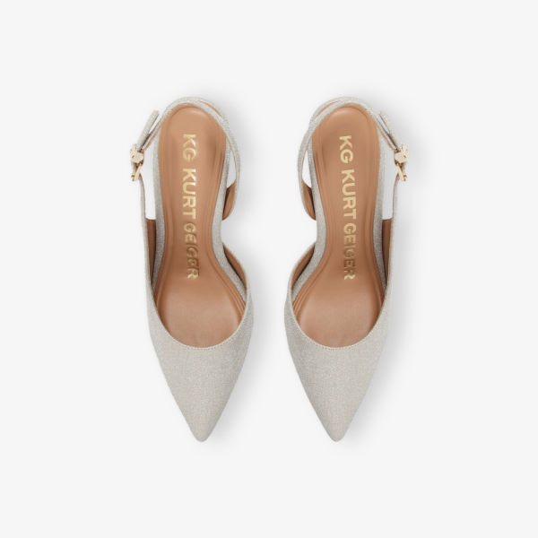 Босоножки-лодочки Kg Kurt Geiger Aria2 на каблуке с ремешком из искусственной кожи, серебряный — фото 2