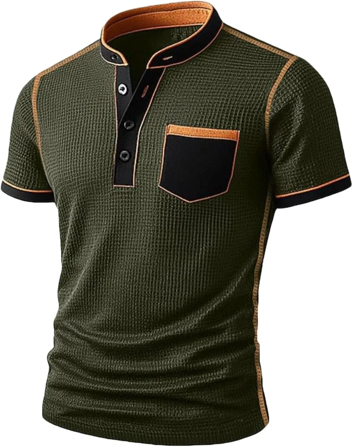 

Мужская футболка Henley Waffle с коротким рукавом Slim Fit и карманом