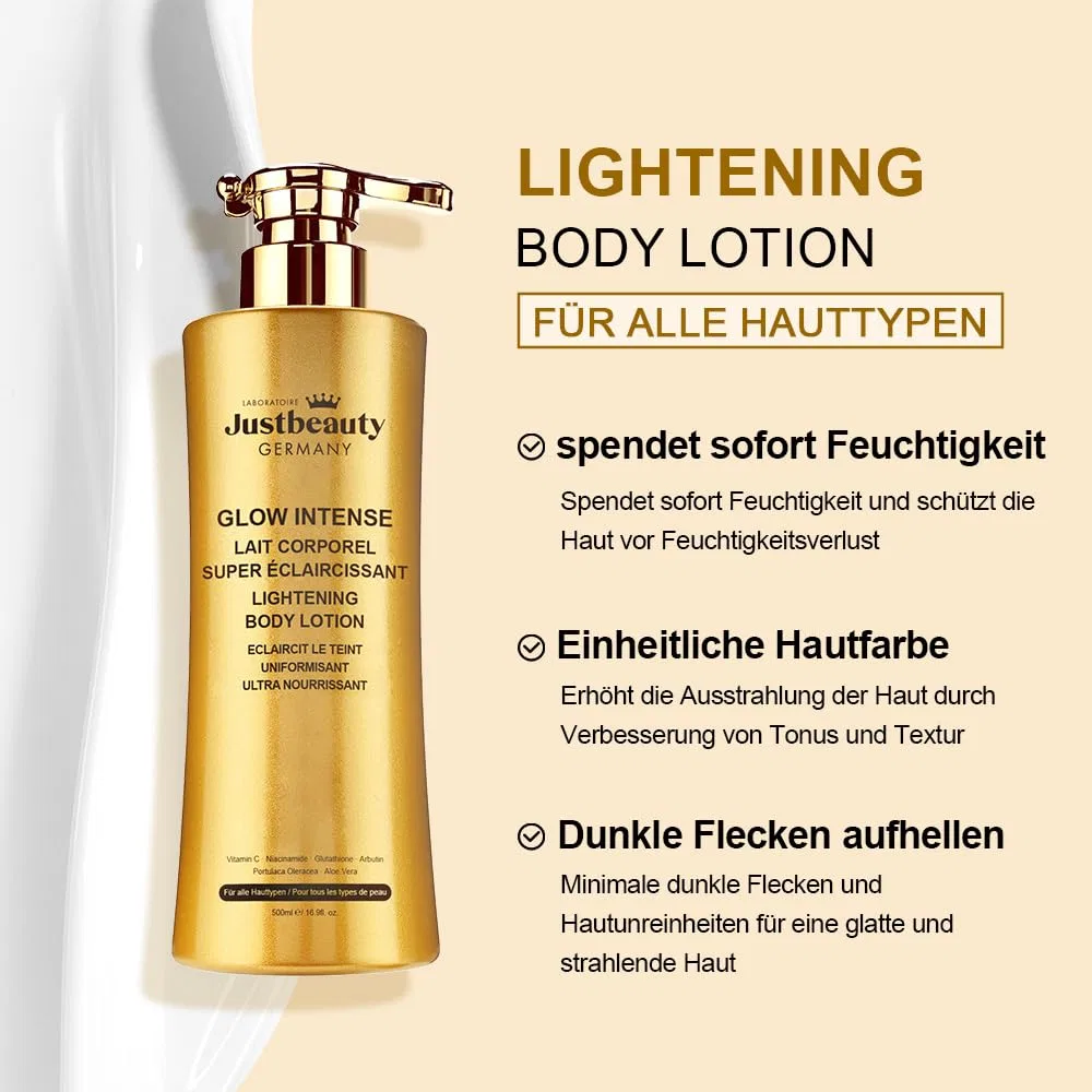 Выравнивающий и осветляющий лосьон для тела Glow Intense, 500 мл Laboratoire Justbeauty Germany — фото 3