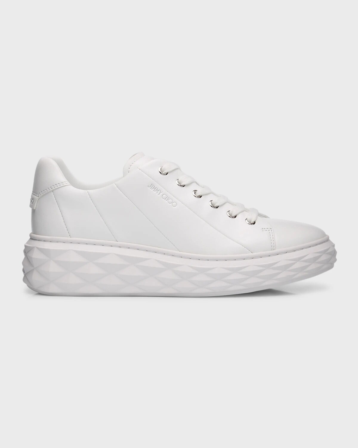 Кожаные низкие кеды с бриллиантами Jimmy Choo, цвет White