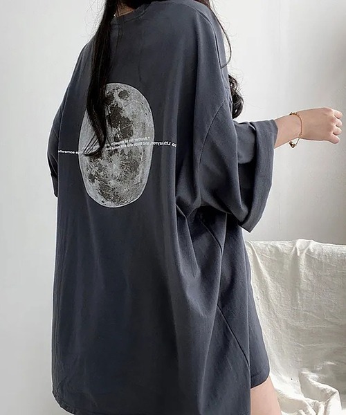 

Футболка оверсайз с принтом «Полнолуние» NinaetLina, угольно-серый