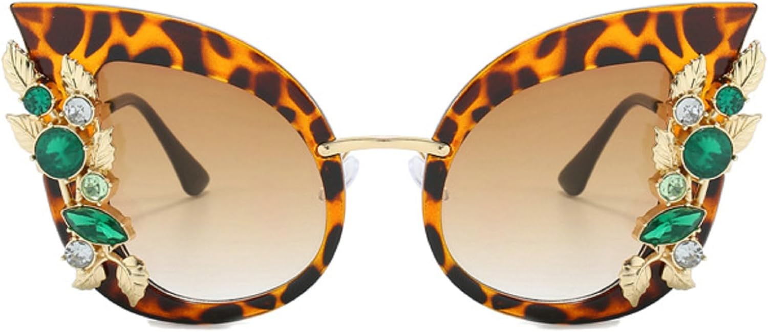 

Модные сверкающие солнцезащитные очки-бабочки со стразами, роскошный бренд, винтажные солнцезащитные очки с бриллиантами, очки для вечеринок и рейв-вечеринок mincl, Leopard