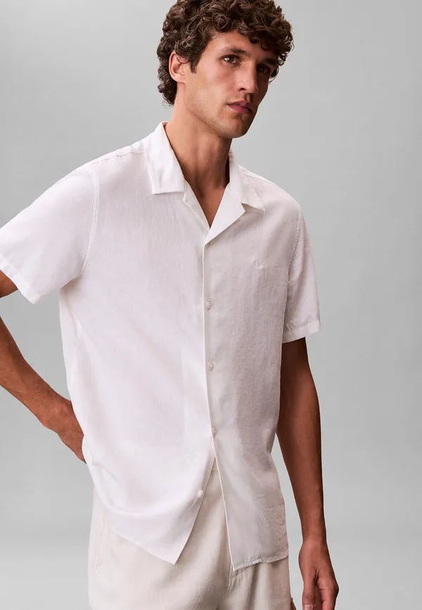 Рубашка с отложным воротником, однотонная, классная Calvin Klein, Brilliant White — фото 4