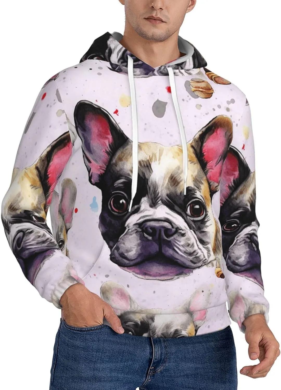 

Мужской худи с капюшоном French little bulldog, мягкий, ветрозащитный SDTYKHJ