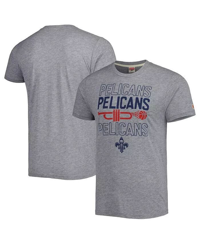

Мужская и женская футболка Heather Grey New Orleans Pelicans Hometown Hyper Local Tri-Blend Homage