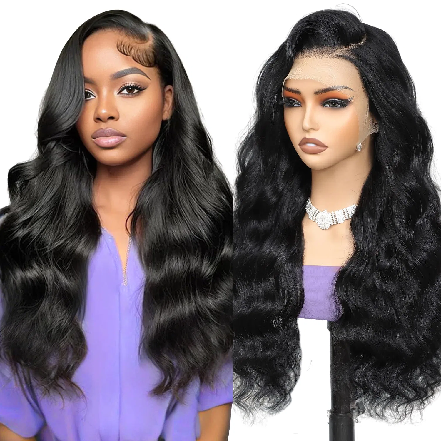 Женский парик из натуральных волос Body Wave, 13x4 Lace Front, черный, 180% плотность Beluck, Body 13X4 Lace Black Color