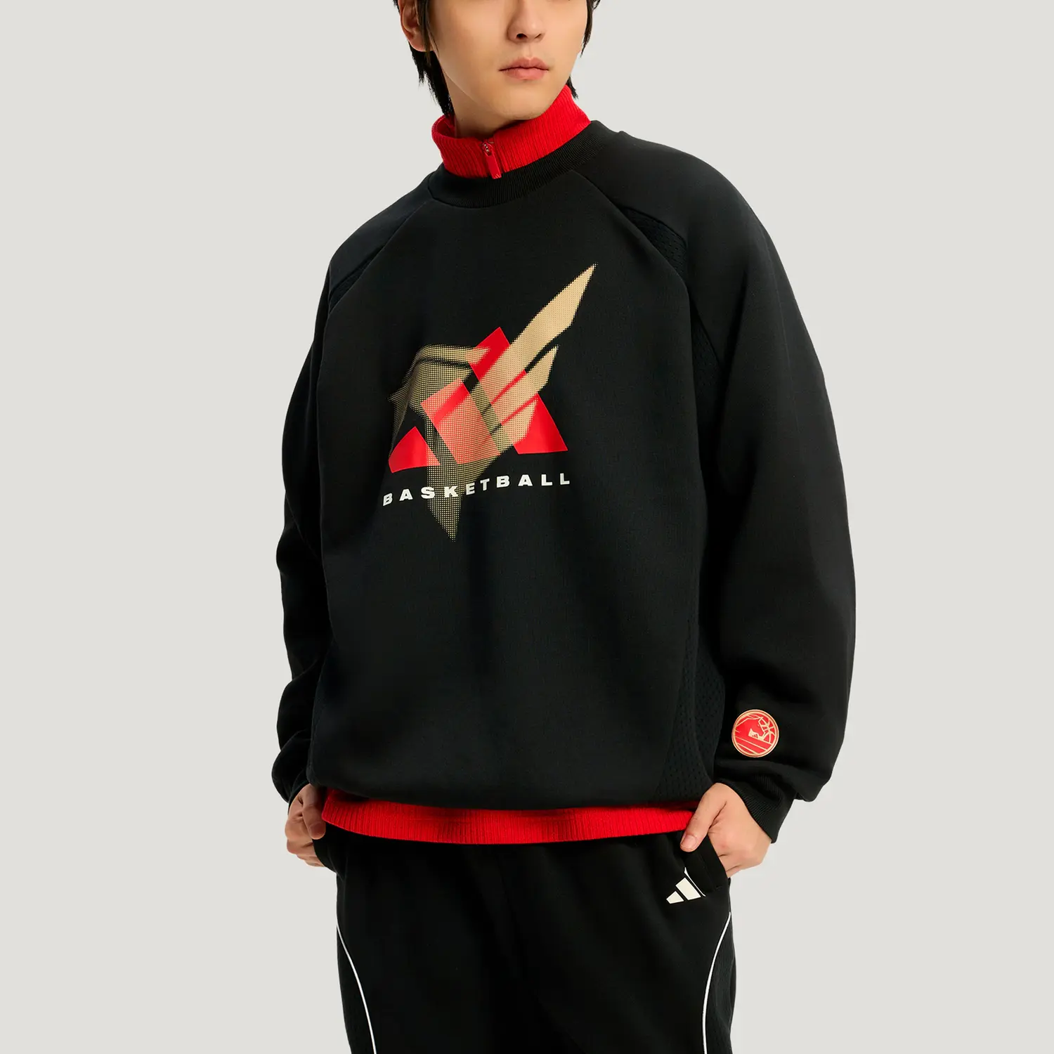 BASKETBALL FW25 КРУГОВОЙ СВИТШОТ Мужской Adidas, черный — фото 4