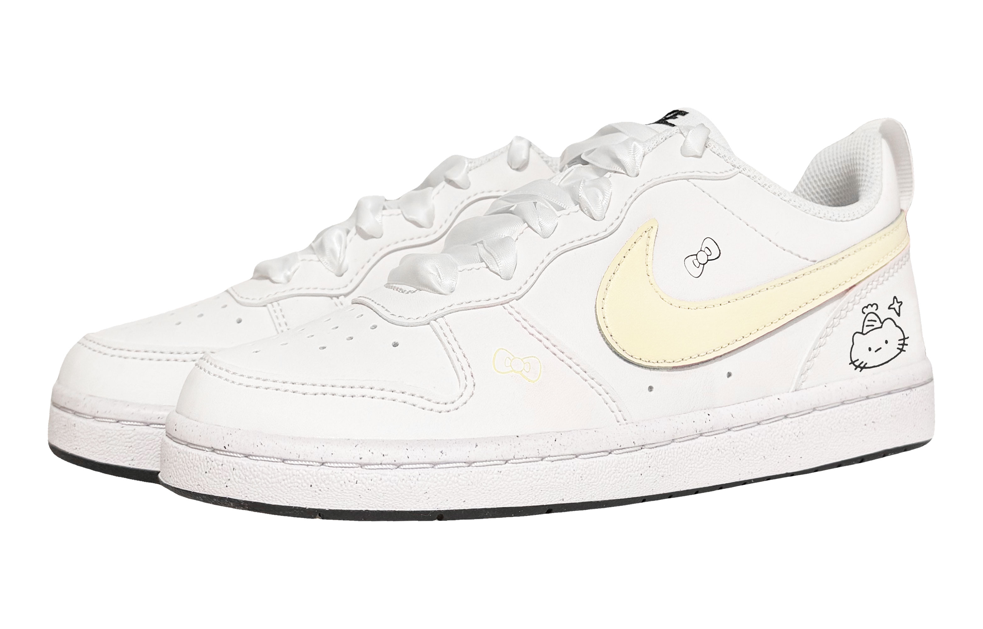 Nike Court Borough Yellow Fleece Ball Low top Kids' Skateboarding Shoes White Teenagers — фото 4