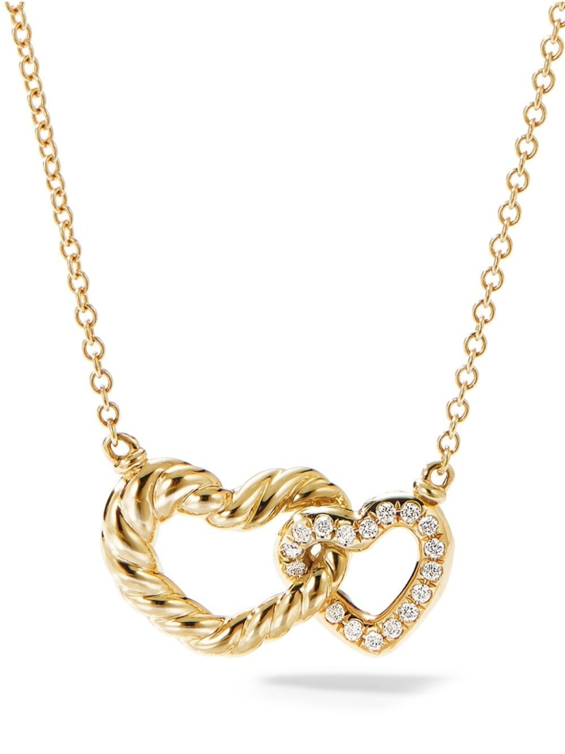 

Колье Interlocking Heart из желтого золота с бриллиантами David Yurman, золотой