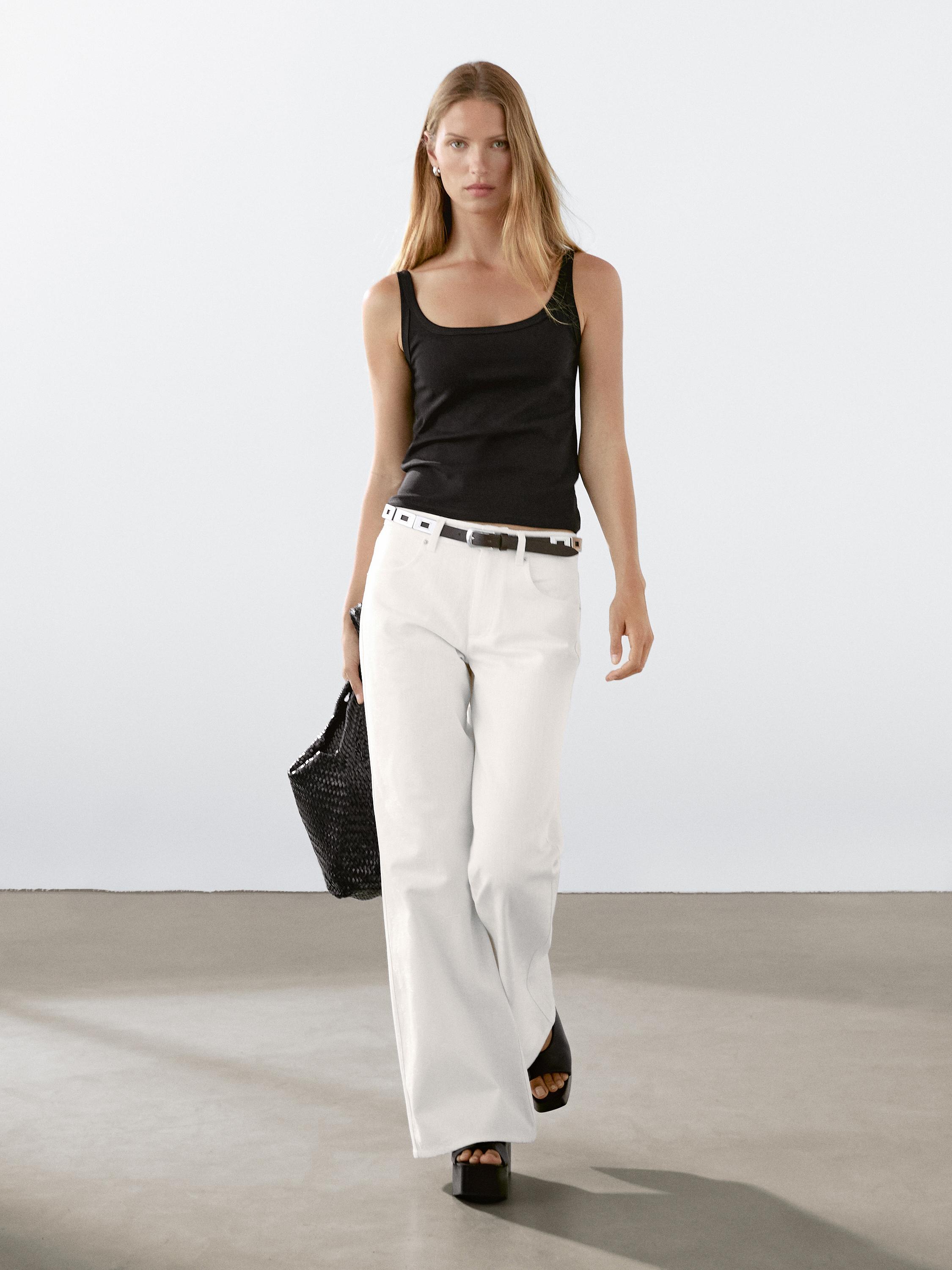 

Эластичный топ с бретельками Massimo Dutti, черный