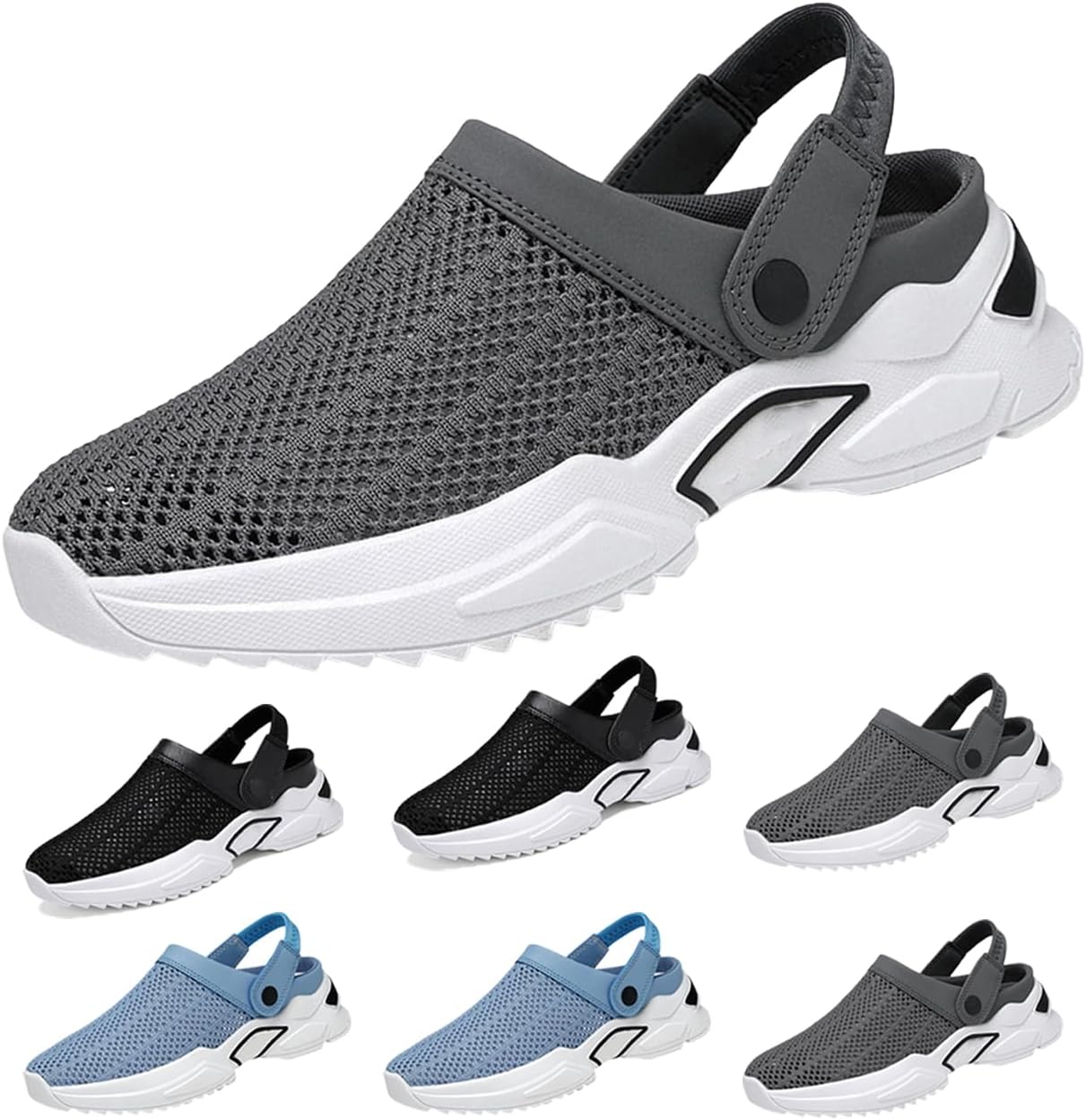 

Мужские и женские садовые сабо, летняя дышащая сетчатая обувь, сандалии, тапочки для дома и улицы, быстросохнущие водные туфли, летние походные сандалии Generic, серый