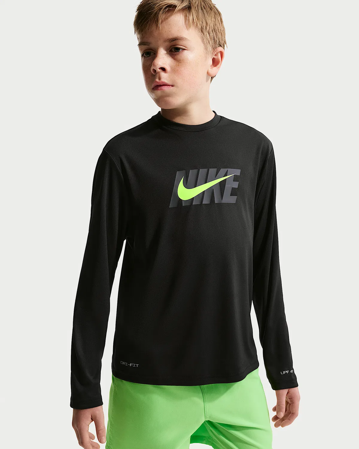 Детская (мальчиковая) длинная футболка Nike Swim Hydroguard Dri-FIT UV, Black