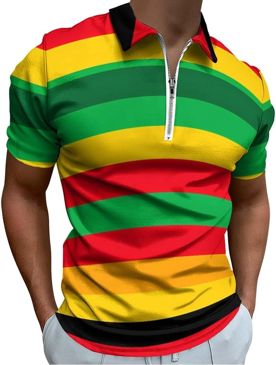 Футболка поло с принтом Rasta Stripe, мужская, стиль