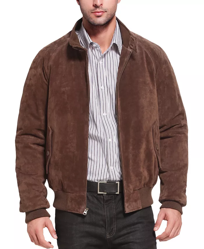 

Мужская кожаная куртка-бомбер из замши WWII Landing Leathers, коричневый
