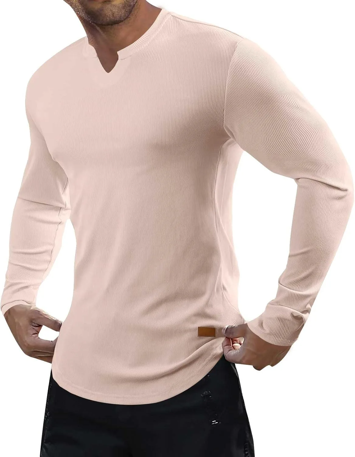 

Мужская футболка-поло с V-образным вырезом и длинным рукавом ZYXTIM