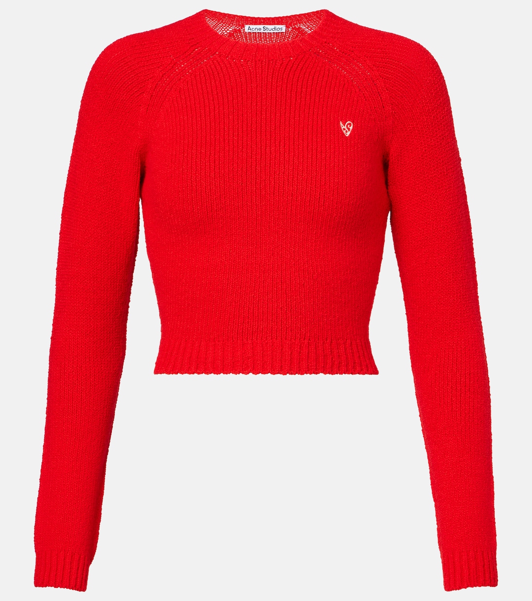 

Короткий ребристый свитер из хлопковой смеси Acne Studios, Bright Red