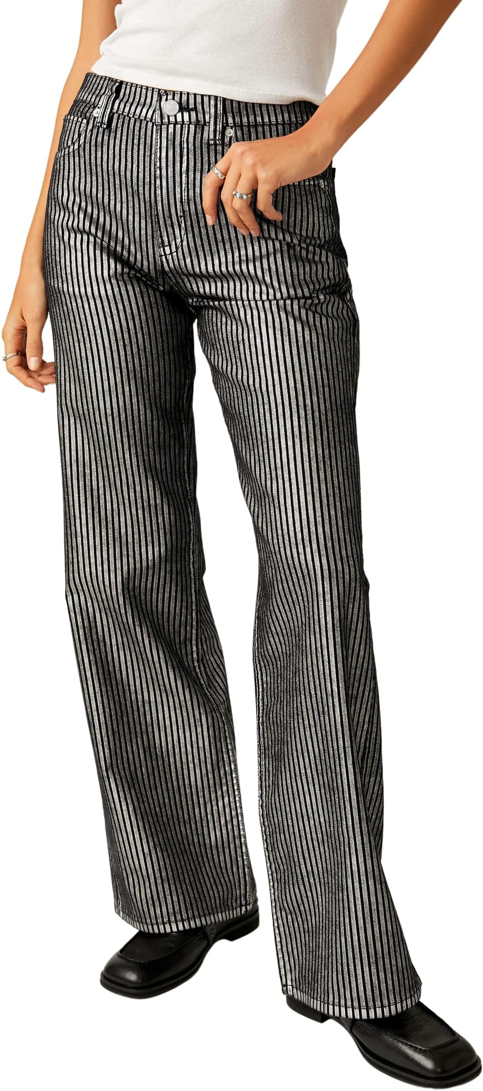 

Джинсы Free People Tinsley Metallic Stripe Bootcut, цвет Bowtie