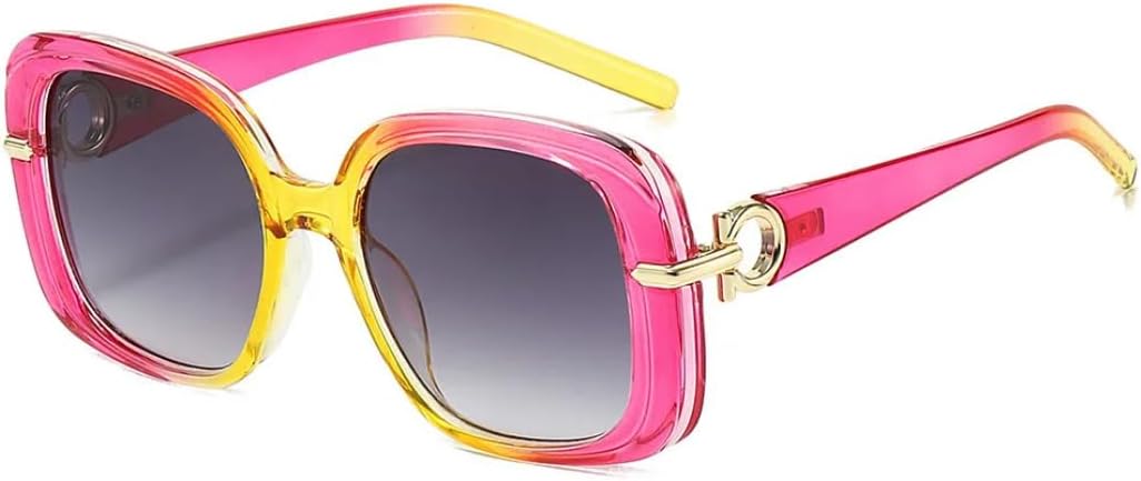 

Винтажные солнцезащитные очки большого размера для женщин и мужчин, роскошные дизайнерские солнцезащитные очки в стиле панк, популярные очки в крупной оправе с защитой от УФ-излучения UV400 SZVVBKK, Pink Yellow Gray