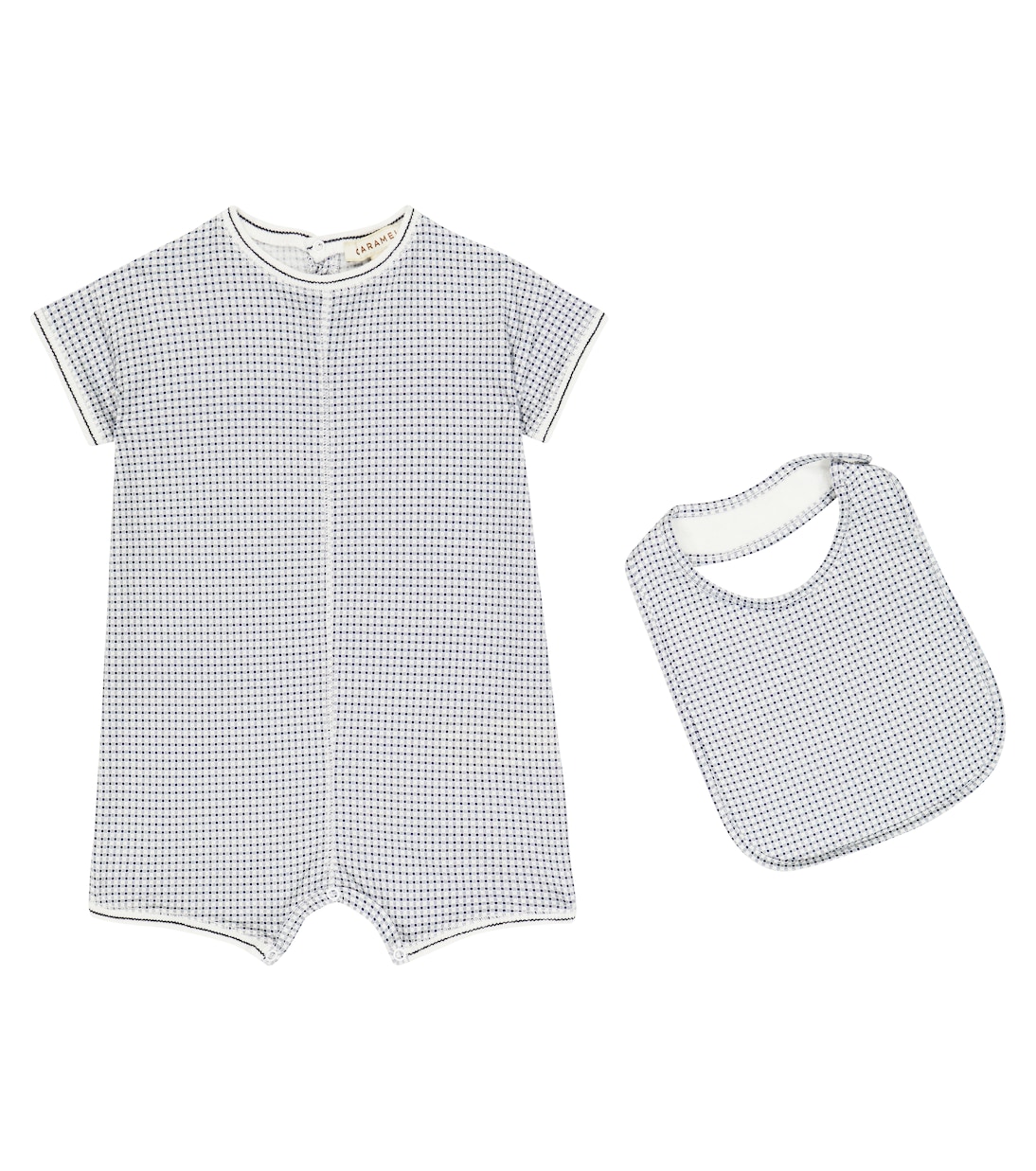 

Комплект боди и нагрудника из хлопка Baby Petersham Caramel, Micro Geo Print Navy
