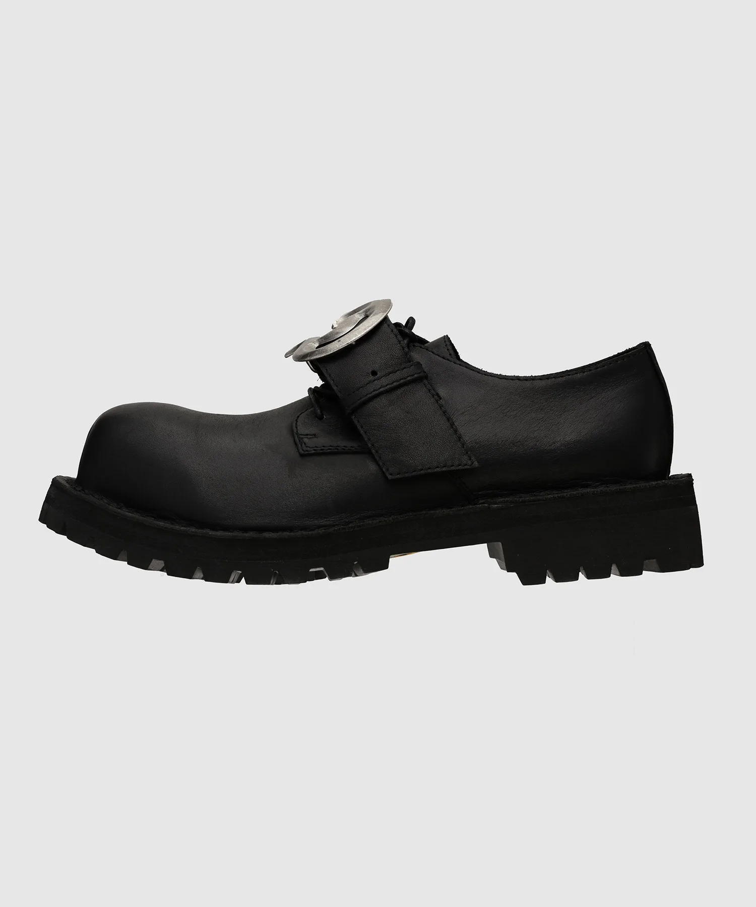 Мужские кожаные туфли с D-образной пряжкой D Buckle Laether Shoes DAIRIKU черные — фото 4