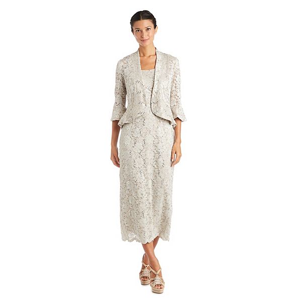 

Женское платье-жакет с кружевом R&M Richards, Champagne