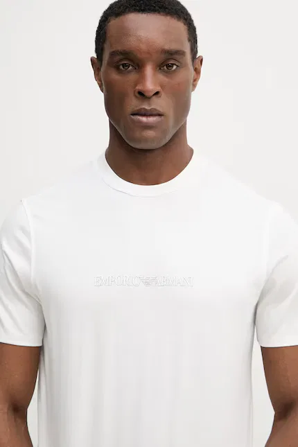 Футболка из хлопка Emporio Armani, бежевый — фото 4