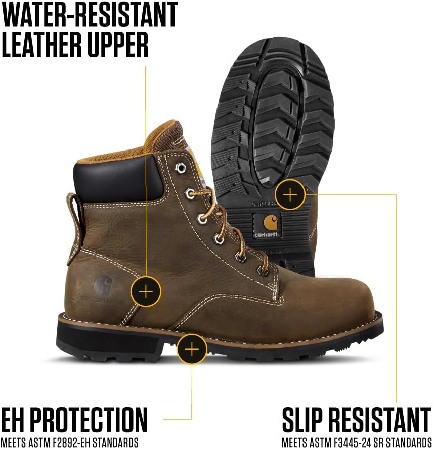 Женские водонепроницаемые ботинки Carhartt Frontier высотой 6 дюймов - прочный кожаный мягкий носок с амортизирующей стелькой, легкой промежуточной подошвой и нескользящей подошвой для повседневного комфорта, Dark Brown — фото 3