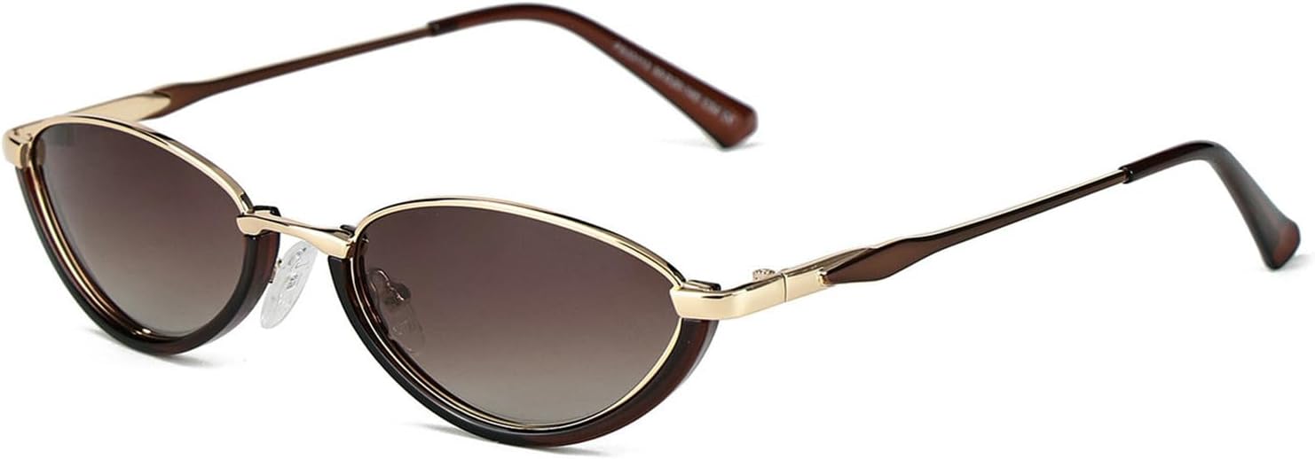 

Солнцезащитные очки Helena в маленькой металлической оправе, стильные ретро-очки с поляризованными линзами овальной формы для женщин и мужчин, модель «кошачий глаз», винтажные очки 90-х годов, S67, C4