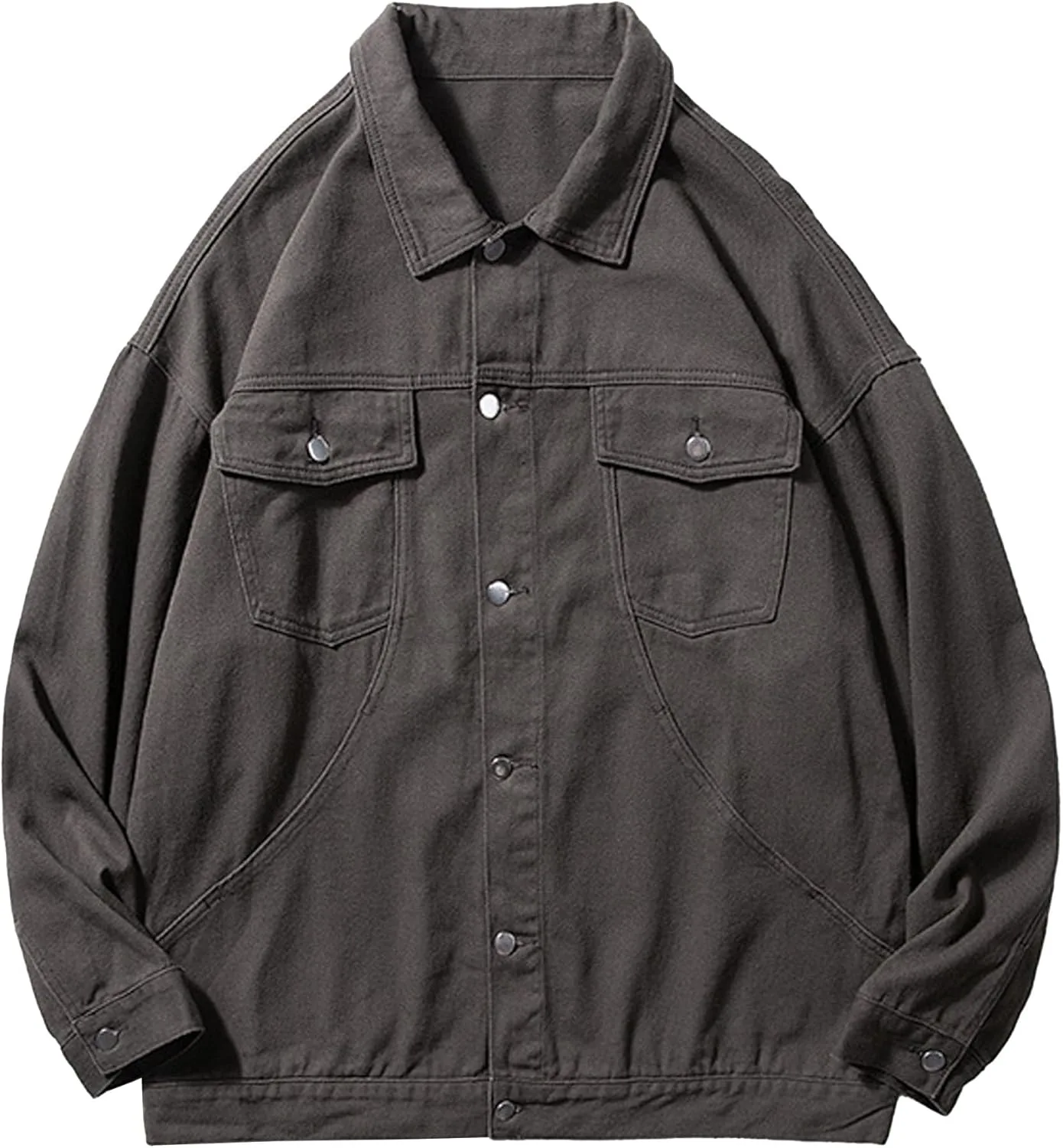 Мужской модный потертый крой деним пальто мужская джинсовая куртка на пуговицах повседневная свободная джинсовая куртка для мужчин Generic, темно-серый