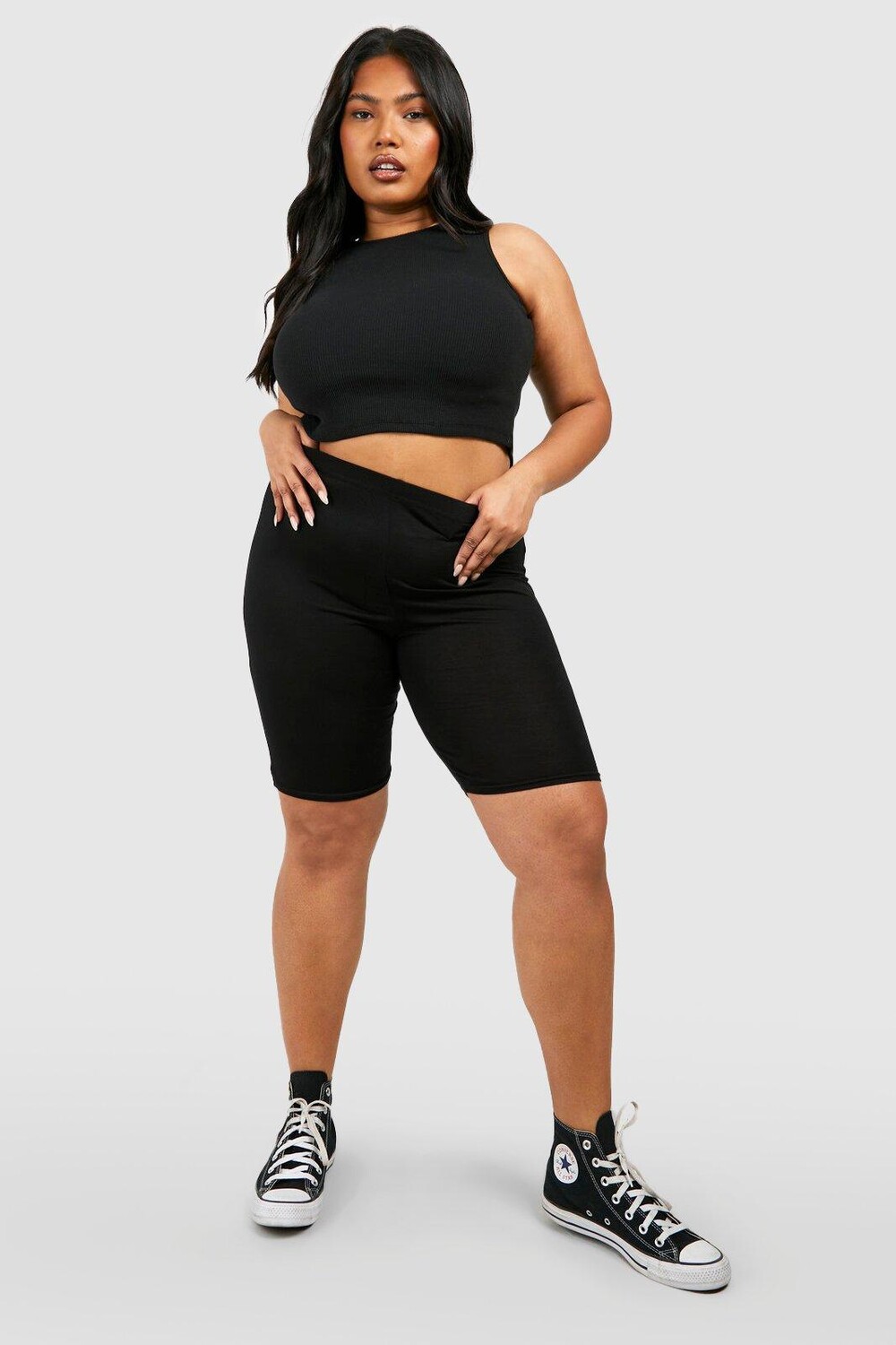 

Удлинные байкерские шорты из джерси плюс Boohoo, черный