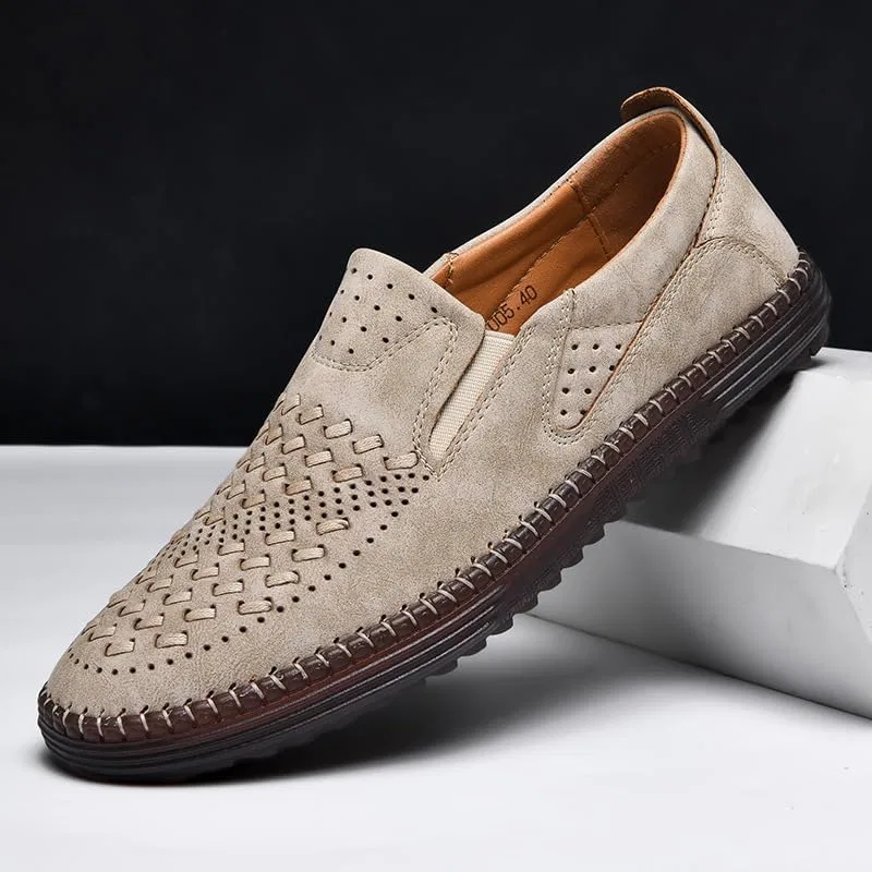 Мокасины кожаные Men's Cowhide Leather Slip-On Loafers, белый — фото 3