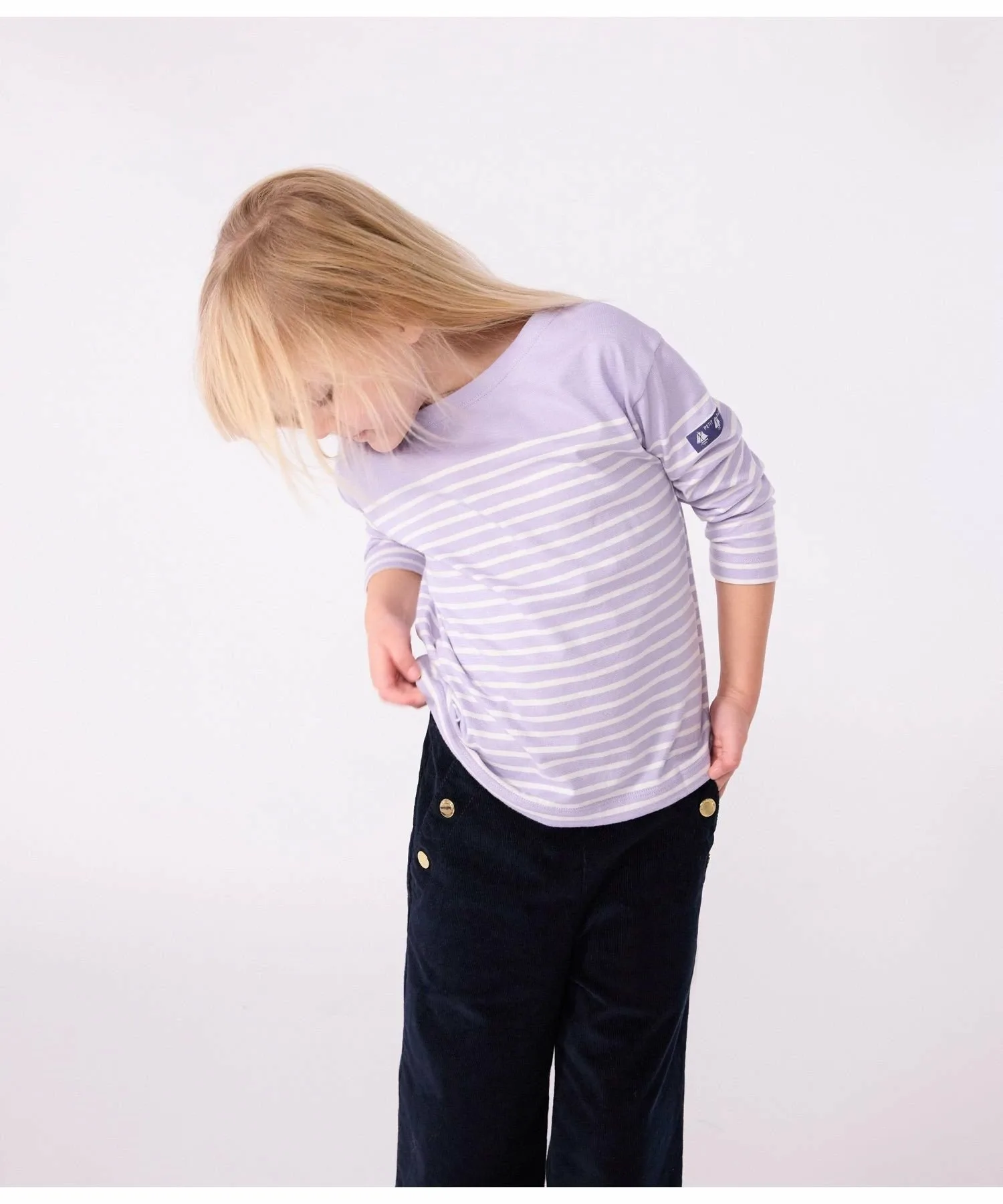 Пуловер мариньер PETIT BATEAU, Purple/Off White — фото 3