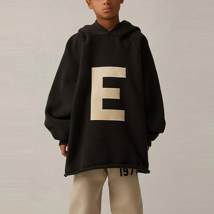 Худи Fear of God Essentials SS22 Big E Knit Hoodie 'Iron Grey', черный — фото 3