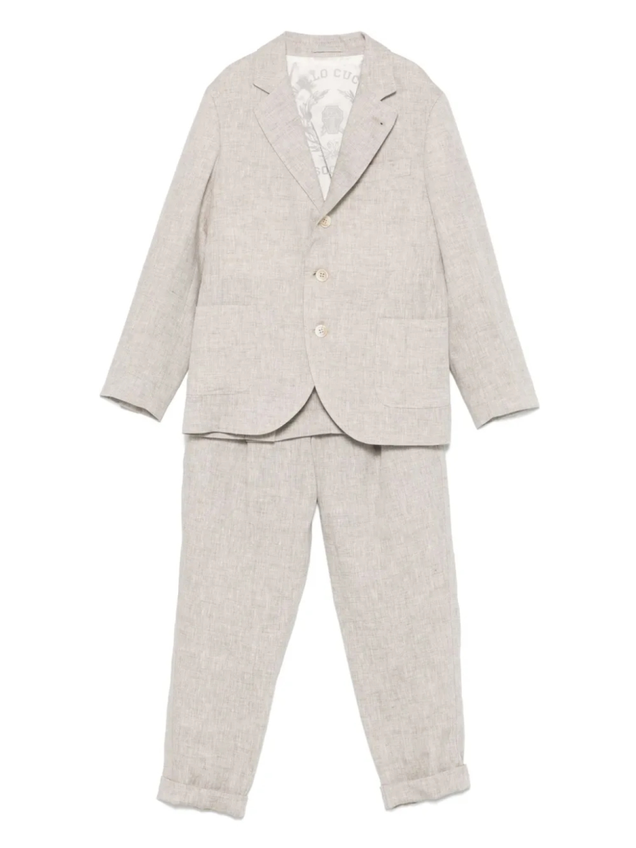 

Льняной костюм Brunello Cucinelli Kids, нейтральный