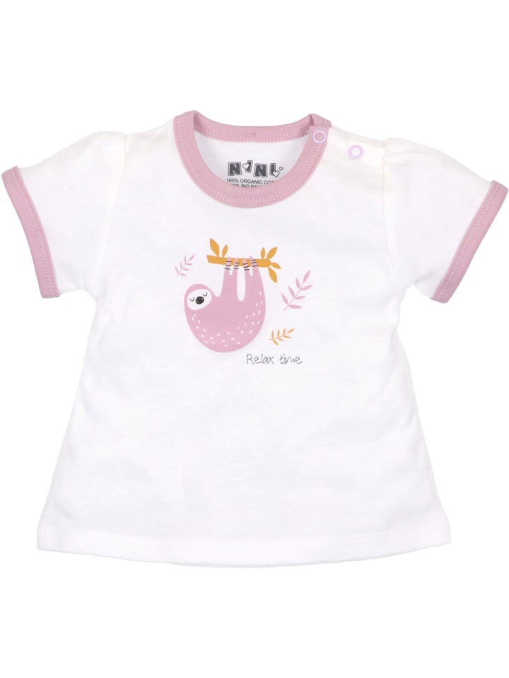 

Детская рубашка с рисунком ленивца белого цвета Nini