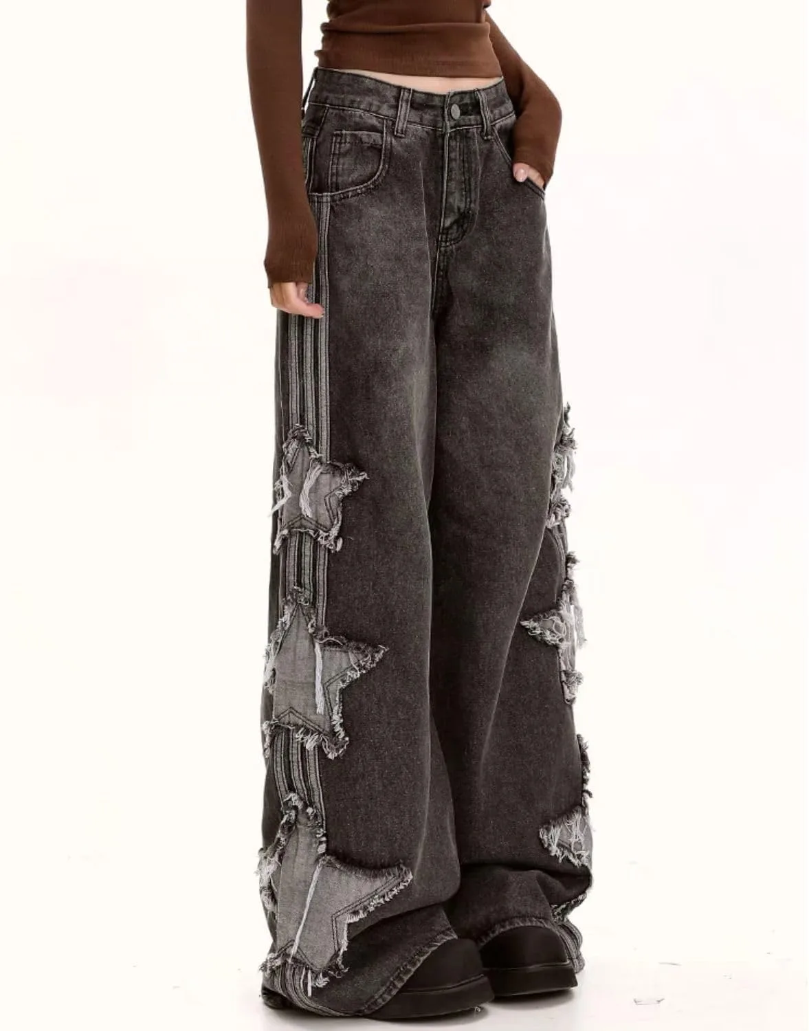 

FantasyGears Star джинсы для женщин и девушек, мешковатые, в стиле Y2K