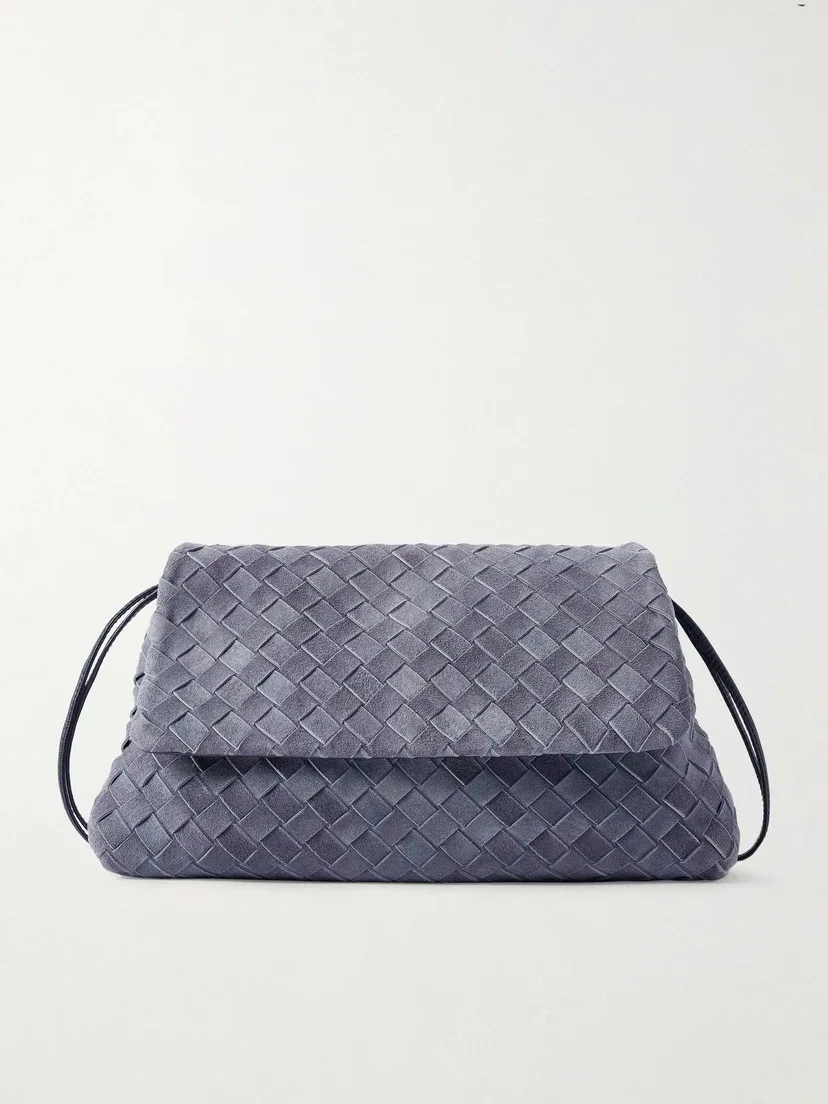 Замшевая сумка через плечо Giorno Intrecciato BOTTEGA VENETA, синий