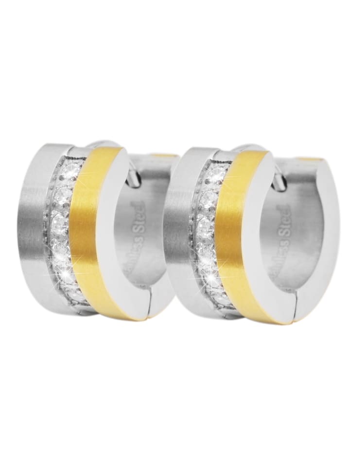 

Adeliás Женские серьги - серьги-кольца на шарнирах из нержавеющей стали со стразами серебристого цвета