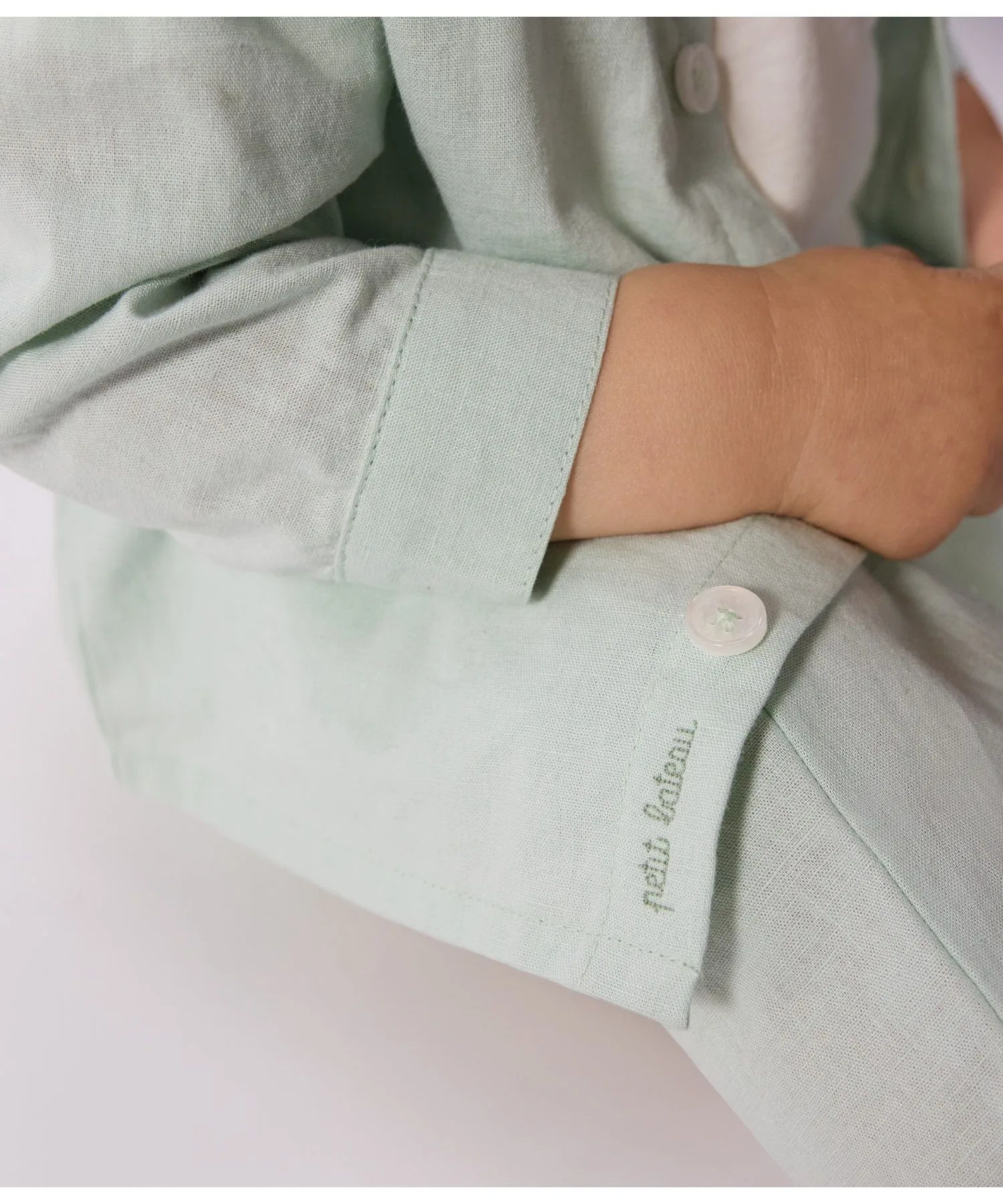 Детская хлопково-льняная рубашка PETIT BATEAU с длинным рукавом — фото 3