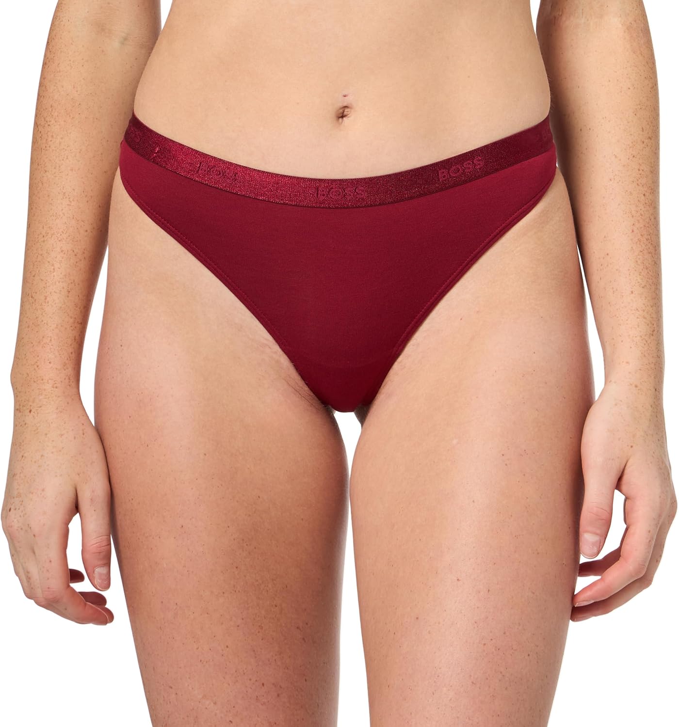 

BOSS женские трусы-стринги с логотипом на поясе и низкой посадкой, Merry Red