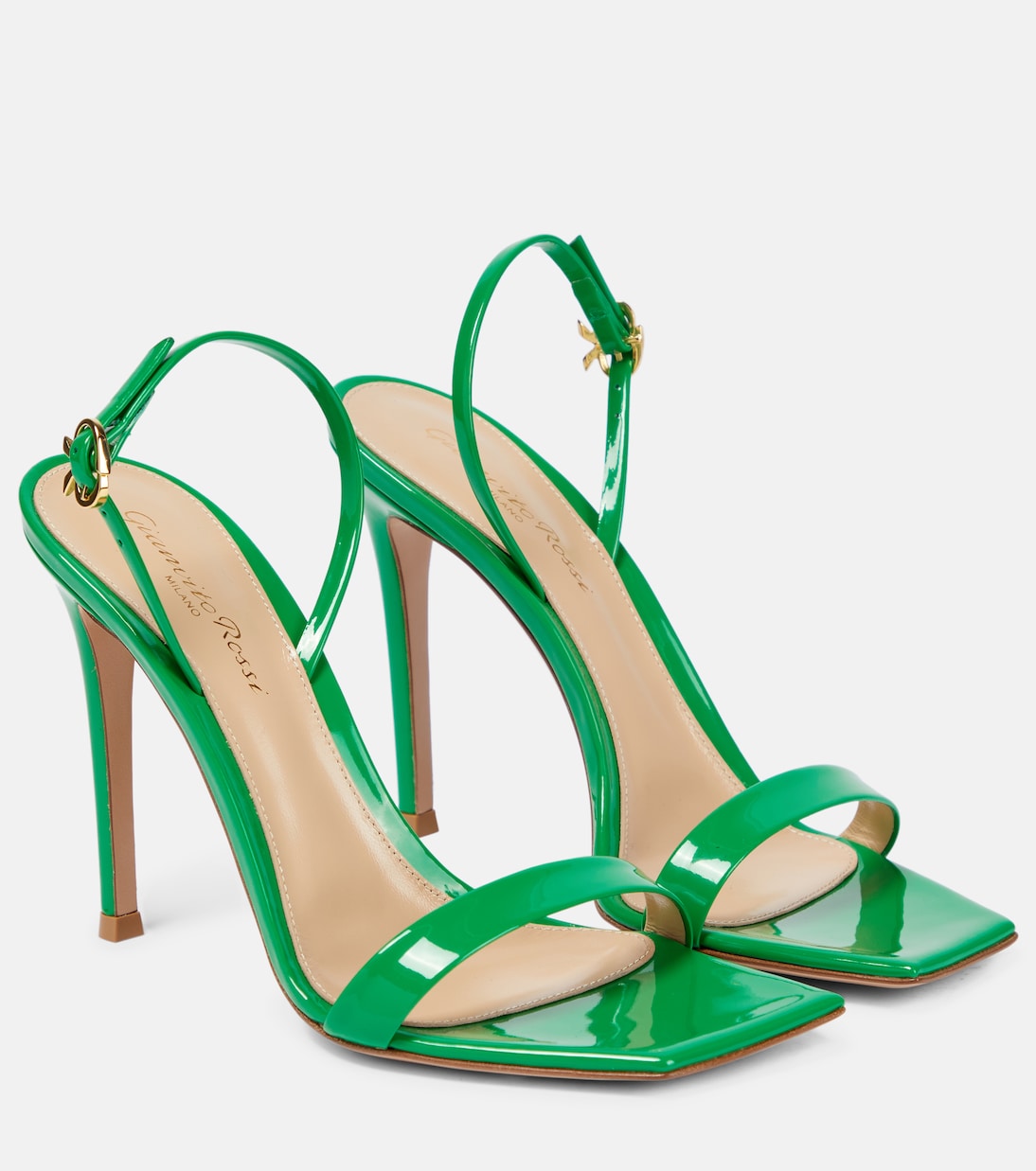 Сандалии Ribbon 105 из лакированной кожи Gianvito Rossi, зеленый