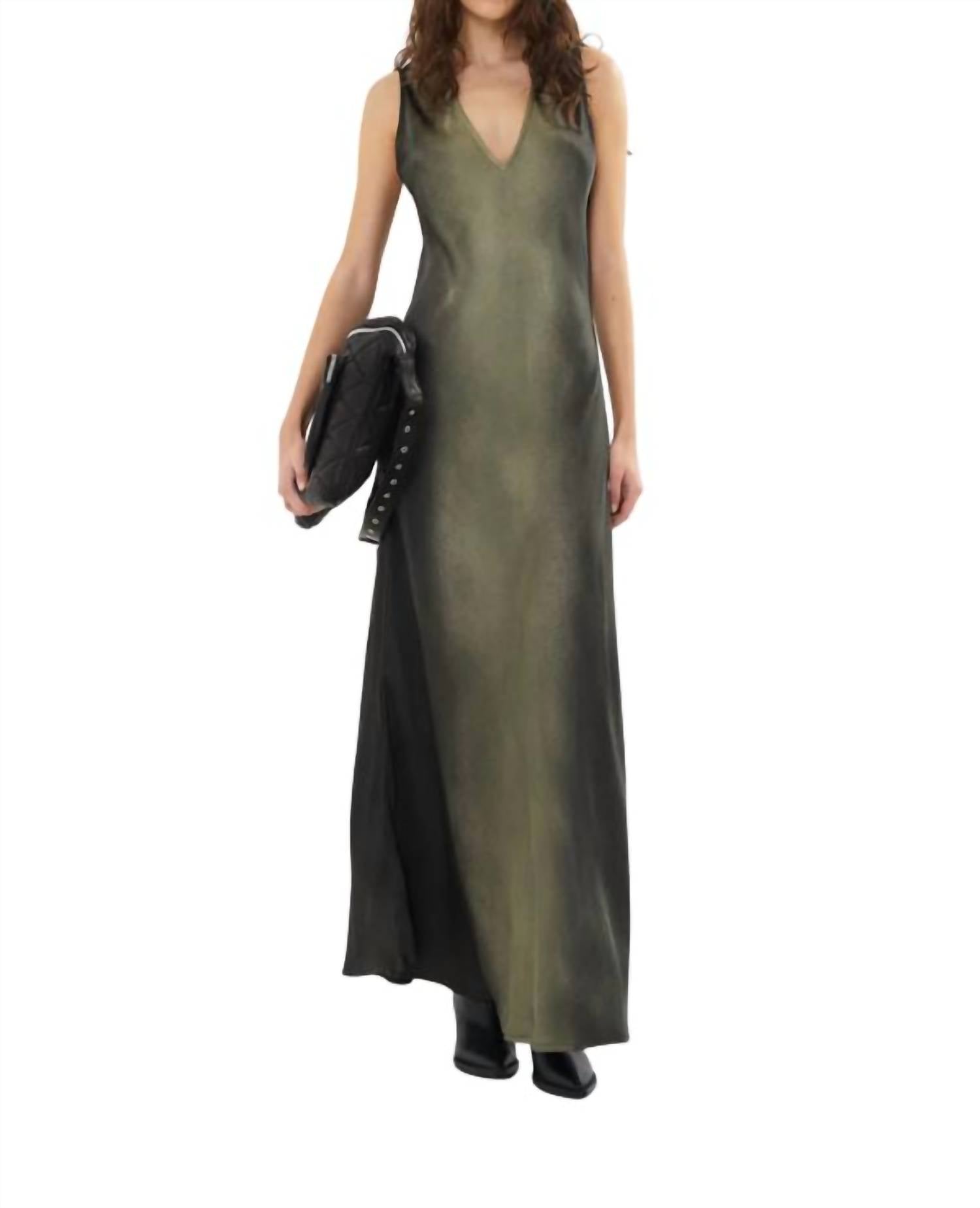 

Граффити платье Bias в оливково-угольном цвете Rabens Saloner