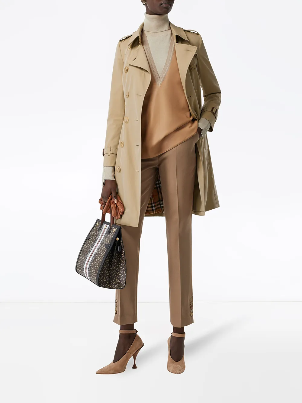 Тренч Burberry Chelsea Heritage двубортный, хлопок, нейтральный — фото 2